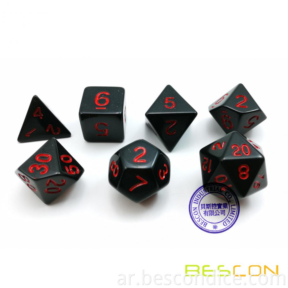 Black 7pcs Rpg Dice Set Dnd